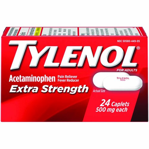 Tylenol Pain Reliever Caplets, Acetaminophen, Extra Strength