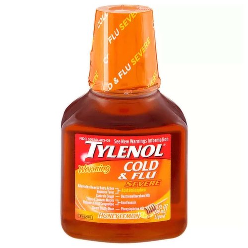 Tylenol Cold + Flu Severe Flu Medicine, Honey Lemon Flavor