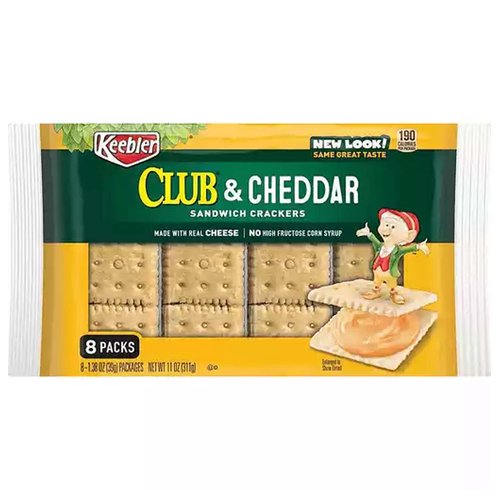 Keebler Cracker Packs Club & Cheddar Sandwich Crackers
