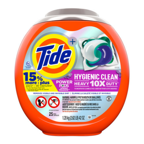 Tide Hygienic Clean Heavy 10x Duty Power PODS Laundry Detergent Pacs, Spring Meadow