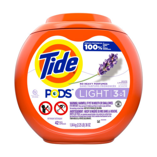 Tide PODS Light Laundry Detergent Pacs, 42 Count, White Lavender Scent