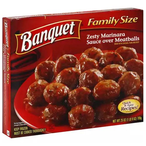 Banquet Zesty Marinara Sauce Over Meatballs, Family Size