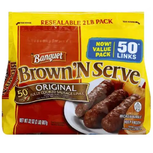 Banquet Brown 'N Serve Sausage Links, Value Pack