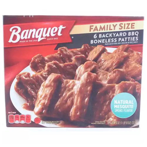 Banquet Backyard BBQ Boneless Patties Entrée, Family Size