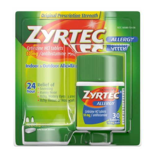 Zyrtec Allergy Tablets, Original Prescription Strength, 10 mg