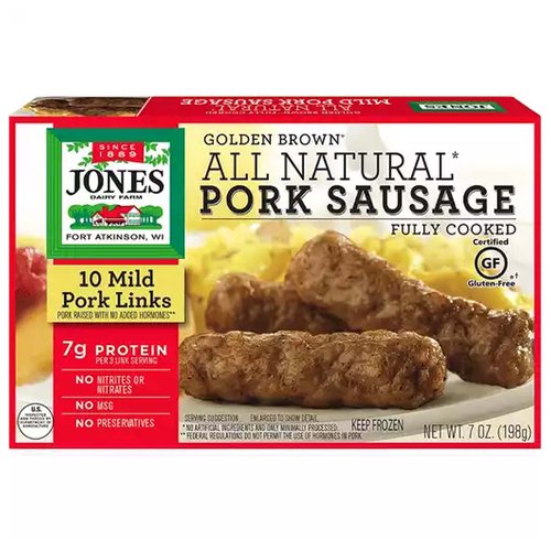 Jones Dairy Farm Golden Brown All Natural Pork Sausage Links, Mild