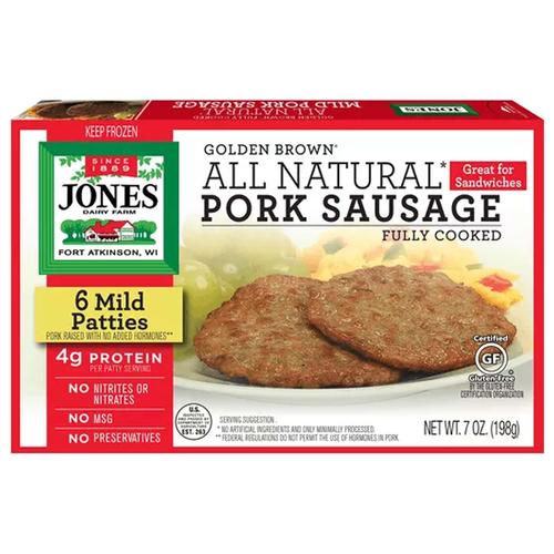 Jones Dairy Farm Golden Brown All Natural Pork Sausage Patties, Mild