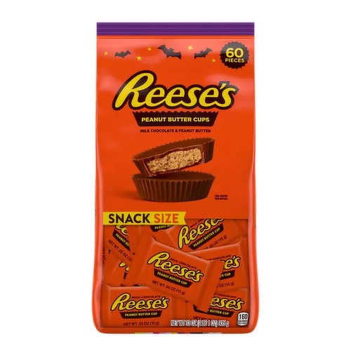 Halloween Reese's Milk Chocolate Snack Size Peanut Butter Cups, 60pc