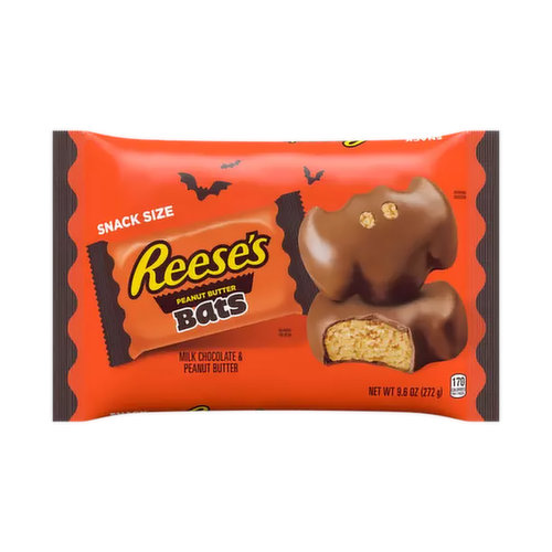 They don't bite ... but you definitely will. REESE'S Milk Chocolate Peanut Butter Snack Size Bats are here to take your Halloween to new heights. Get a bag or two for the trick-or-treat bowl today.