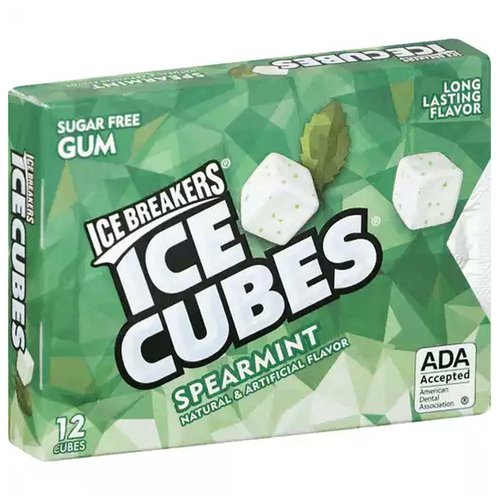 Ice Breakers Ice Cubes Gum, Spearmint, Blister Packs