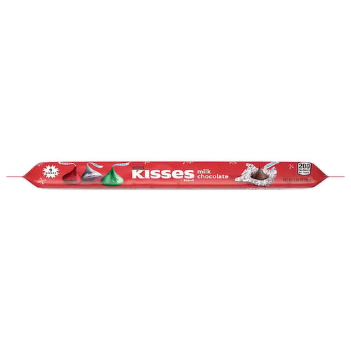HERSHEY'S KISSES Holiday Milk Chocolate Candies are here to bring holiday happiness all season long! Each delicious candy has classic milk chocolate taste that can bring back memories of grabbing a treat from Grandma's tree-shaped candy dish. And they come in festive red, green and silver foils for a dazzling dessert display. Stock up today for the candy bowl or holiday baking.