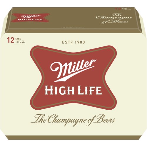 Miller High Life American Lager Beer, Cans (Pack of 12)
