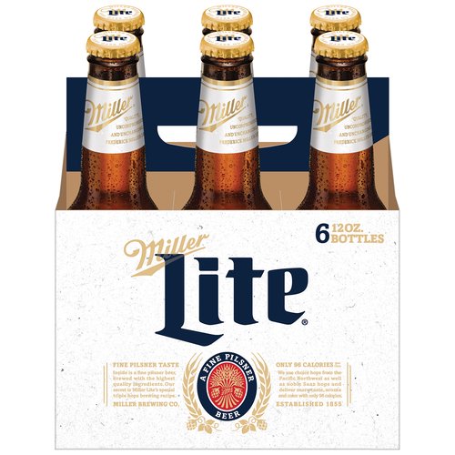 Miller Lite Beer, Bottles (Pack of 6)