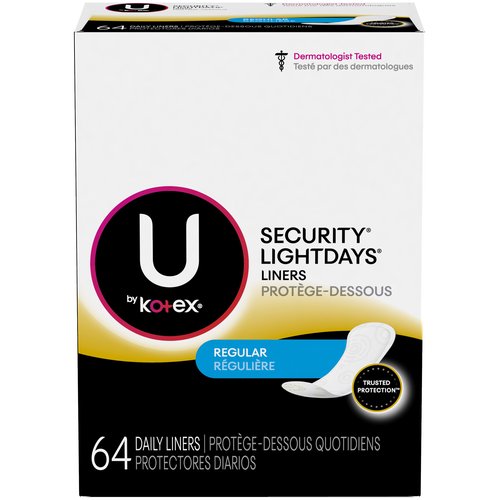 U by Kotex Clean & Secure Panty Liners, Light Absorbency, Regular Length -  Foodland