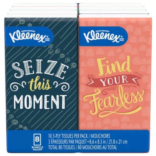 Kleenex Go Packs Facial Tissues, 10 Tissues per Pack (Pack of 8)