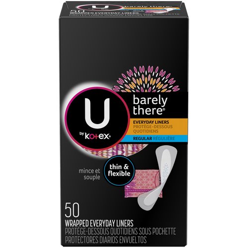 U by Kotex Barely There Thin Unscented Panty Liners Light Absorbency -  Foodland