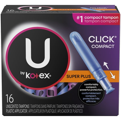 U By Kotex Plastic Applicator Click Tampons, Super Plus