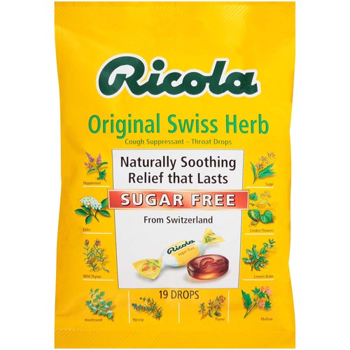 Ricola Cough Suppressant Throat Drops, Original Swiss Herb, Sugar Free