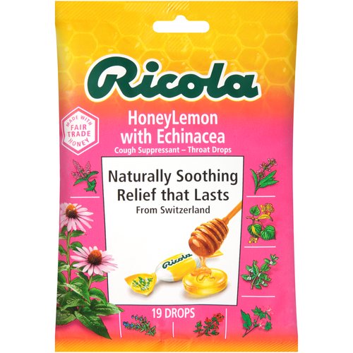 Ricola Cough Suppressant Throat Drops, Honey Lemon with Echinacea