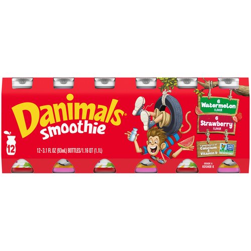 Danimals Variety Pack Smoothies, Strawberry Explosion & Wild Watermelon ...