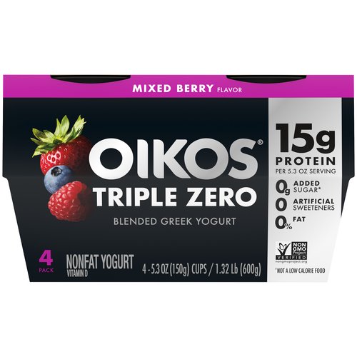 Oikos Triple Zero Greek Yogurt, Mixed Berry