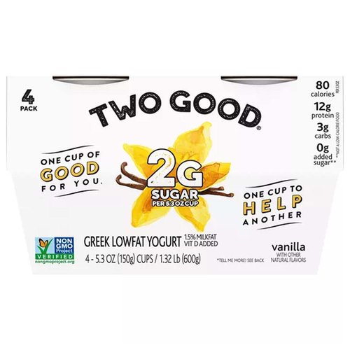 Two Good Yogurt Vanilla 4pk