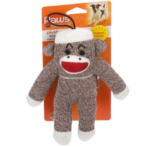 Paws Dog Plush Sock Monkey 6"