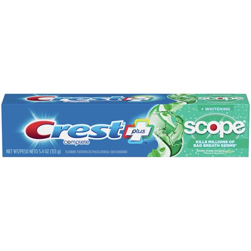 Crest + Scope Complete Whitening Toothpaste, Minty Fresh