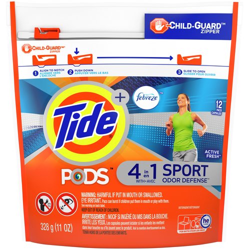 <ul>
<li>Tide’s #1 odor remover</li>
<li>Reformulated to remove even week-old sweat odors</li>
<li>Provides freshness that lasts 3x longer (vs. Tide Original)</li>
<li>10X cleaning power (Stain removal of one Tide PODS in quick cycle vs. 10 doses of the leading bargain liquid detergent, base variant, in normal wash cycle)</li>
<li>Dissolves completely in any water conditions</li>
<li>Works in all washing machines</li>
<li>Keep out of reach of children</li>
</ul>