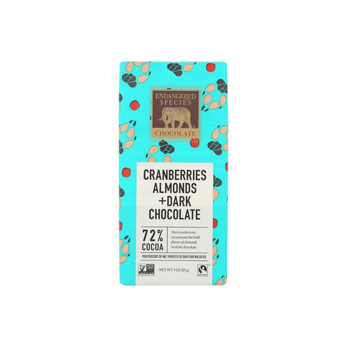 Endangered Species Chocolate Bar, Cranberries & Almonds