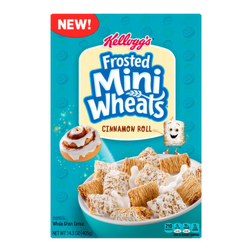 Frosted Mini Wheats Breakfast Cereal, High Fiber Cereal, Cinnamon Roll