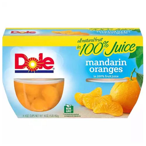 Dole Mandarin Oranges in 100% Fruit Juice (Pack of 4) 