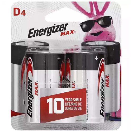 Energizer Max Alkaline Battery D - 4 Pk