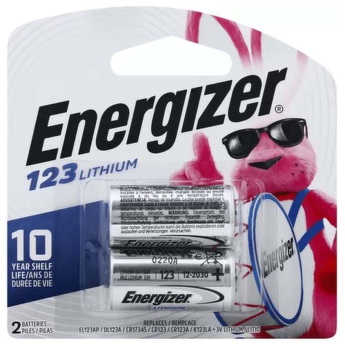 Energizer 123 Lithium Photo Battery 2-Pack 3 Volt, Model EL123APB2 (2-pack)