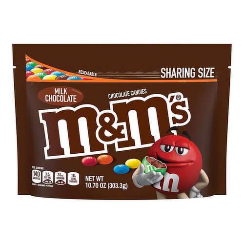 M&M'S Peanut Milk Chocolate Candy Sharing Size Bag, 10.7 oz