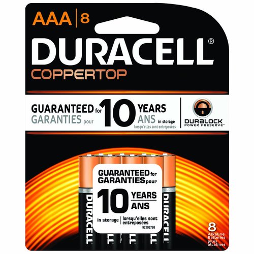 Duracell Coppertop Alkaline Battery, AAA (Pack of 8)