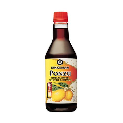 When your recipe or meal needs a boost of flavor - what do you reach for? Soy sauce? Lemon? Now you can get the taste and flavor-enhancing benefits of both citrus and soy sauce in one convenient sauce - Ponzu. This citrus seasoned soy sauce and dressing has been popular in Japan for years. Now, leading chefs in the U.S. use Ponzu to season seafood, grilled meats and vegetables. It has the perfect balance of salty, sweet and tangy. Like Sushi & Sashimi Soy Sauce, Ponzu can be used right from the bottle as a dipping sauce or as an ingredient in a variety of delicious recipes. Whisked together with a small amount of oil, it becomes a flavorful dressing for Refreshing Cold Noodle Salad. Or, try using it to flavor soups such as Hot & Sour Noodle Soup or entrees such as Steamed Fish with Ponzu.