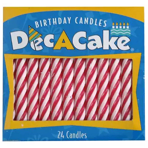 Dec A Cake Birthday Candles, Red Candy Stripe