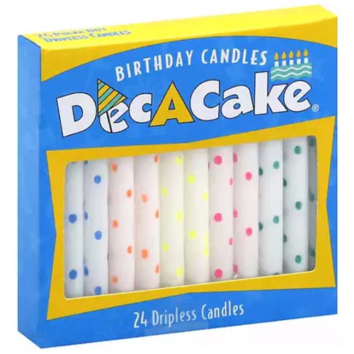 Dec-A-Cake Dripless Birthday Candles, Polka Dot