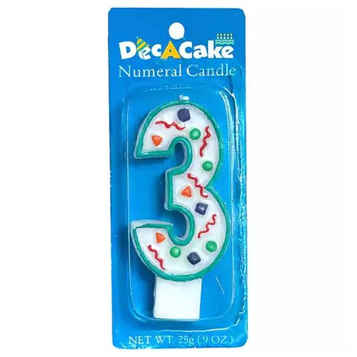 Dec A Cake Numeral Candle, 3