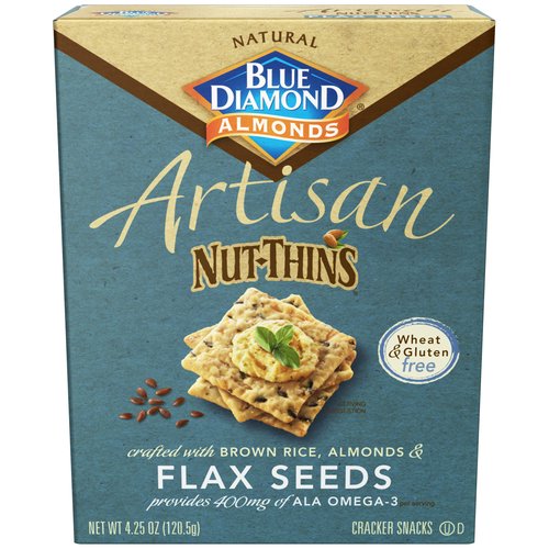 Blue Diamond Artisan Nut-Thins Almonds & Flax Seeds Cracker Snacks