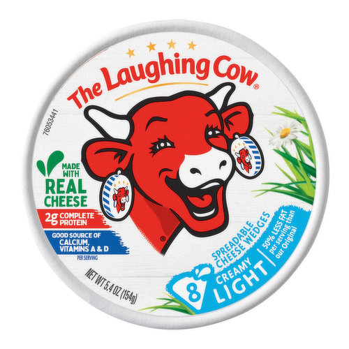 The Laughing Cow Creamy Light Spreadable Cheese Wedges, 8 count