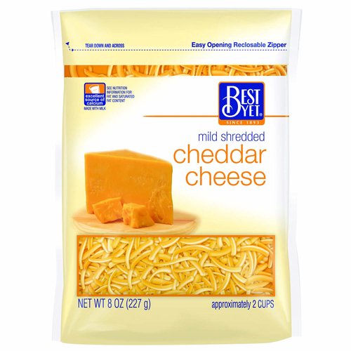 Best Yet Shredded Cheddar Cheese, Mild 