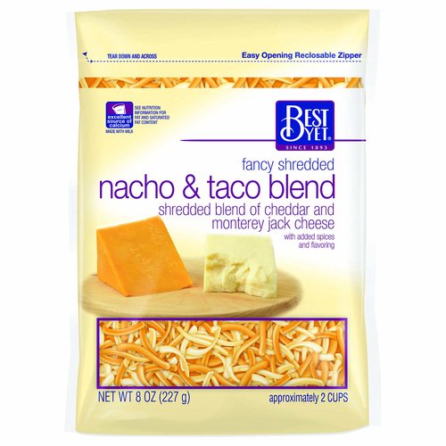 Best Yet Shredded Cheese, Nacho, Taco