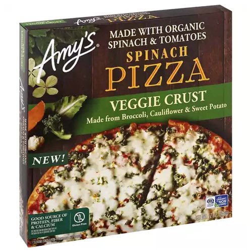 Amy's Spinach Veggie Crust Pizza, Gluten Free, 9.1 Ounce