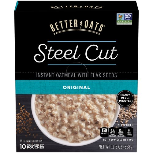 Better Oats Steel Cut Instant Oatmeal with Flax Seeds