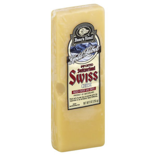 <br>Made in Switzerland with Alpine milk under the watchful eye of Käse Meisters, this cheese has a nutty, slightly sweet flavor with earthy notes. Boar's Head® Imported Switzerland Swiss™ Cheese is aged more than 120 days to produce a bold taste, rich color and smooth texture. </br>

<br>Ingredients: Pasteurized Part Skim Milk, Salt, Cheese Cultures, Enzymes

</br>