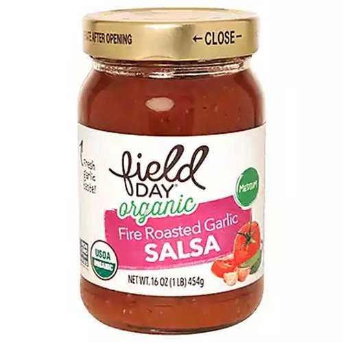 Field Day Organic Salsa, Fire Roasted Garlic, Medium