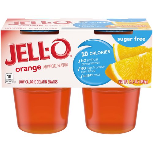 Jell-O Sugar Free Gelatin, Orange  (4 Count)