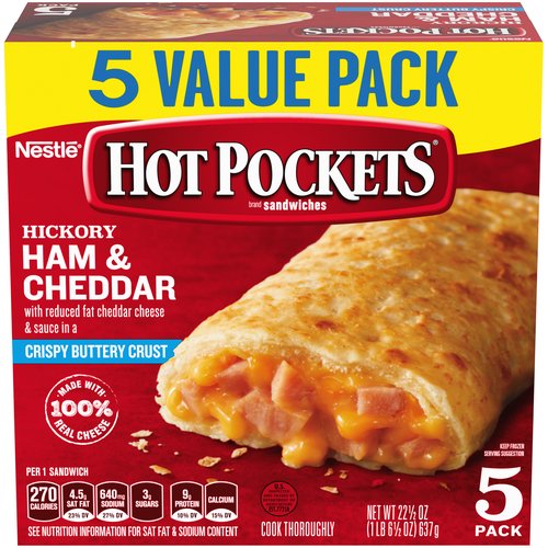 Hickory Ham & Cheddar Frozen Sandwiches 5 Pack